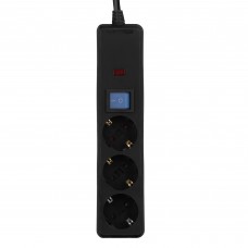 Фільтр живлення 2E 3 розетки, 1 м, чорний (2E-U03C14M1BK)
