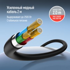 Фільтр живлення ColorWay CW-CHE25PDB 45W 2 розетки, 1xUSB-A 2xUSB-C, 2 м, синій (CW-CHE25PDB)