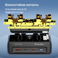 Фільтр живлення ColorWay CW-CHE25PDB 45W 2 розетки, 1xUSB-A 2xUSB-C, 2 м, синій (CW-CHE25PDB)