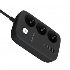 Фільтр живлення ColorWay CW-CHE34PDB GaN3 Pro PD 65W (2USB-A + 2 TYPE-C) 3 розетки, 4 USB, 2 м, чорний (CW-CHE34PDB)