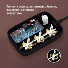 Фільтр живлення ColorWay CW-CHE34PDB GaN3 Pro PD 65W (2USB-A + 2 TYPE-C) 3 розетки, 4 USB, 2 м, чорний (CW-CHE34PDB)