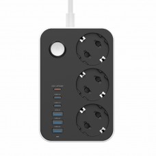 Фільтр живлення ColorWay CW-CHE36PDB 20W (3 USB-A + 3 TYPE-C) 3 розетки, 6 USB, 2 м, чорний (CW-CHE36PDB)