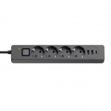 Фільтр живлення ColorWay CW-CHE435PDB 4 розетки, 3USB (2USB-A + 1 TYPE-C) (24W), 2м, Black (CW-CHE435PDB)