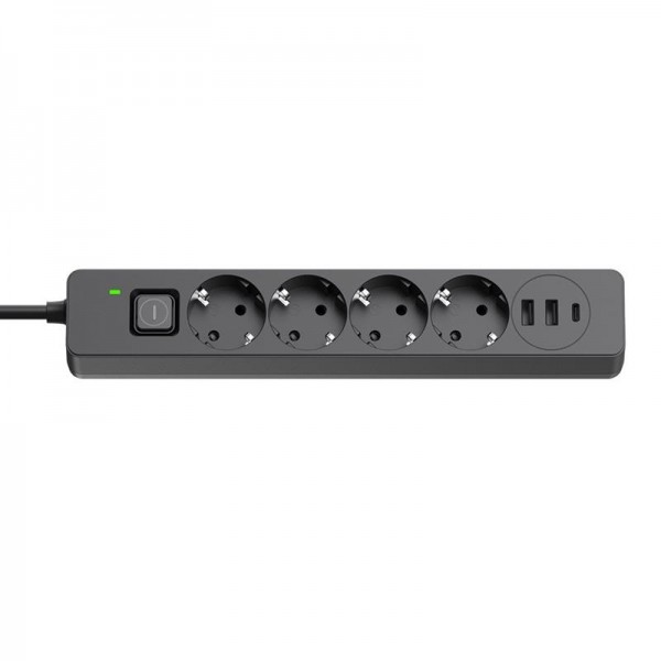 Фільтр живлення ColorWay CW-CHE435PDB 4 розетки, 3USB (2USB-A + 1 TYPE-C) (24W), 2м, Black (CW-CHE435PDB)