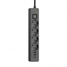 Фільтр живлення ColorWay CW-CHE435PDB 4 розетки, 3USB (2USB-A + 1 TYPE-C) (24W), 2м, Black (CW-CHE435PDB)