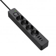 Фільтр живлення ColorWay CW-CHE435PDB 4 розетки, 3USB (2USB-A + 1 TYPE-C) (24W), 2м, Black (CW-CHE435PDB)