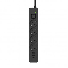 Фільтр живлення ColorWay CW-CHE435PDB 4 розетки, 3USB (2USB-A + 1 TYPE-C) (24W), 2м, Black (CW-CHE435PDB)