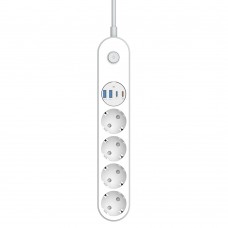 Фільтр живлення ColorWay CW-CHE44PDW 4 розетки, 4USB (Type-C PD20W + 3USB QC3.0) (45W), 2 м, White (CW-CHE44PDW)