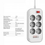 Фільтр живлення ColorWay CW-CHE64PDW 6 розеток, 4USB (Type-C PD20W + 3USB QC3.0) (38W), 2м, White (CW-CHE64PDW) Фільтр живлення ColorWay CW-CHE64PDW 6 розеток, 4USB (Type-C PD20W + 3USB QC3.0) (38W), 2м, White (CW-CHE64PDW)