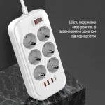 Фільтр живлення ColorWay CW-CHE64PDW 6 розеток, 4USB (Type-C PD20W + 3USB QC3.0) (38W), 2м, White (CW-CHE64PDW) Фільтр живлення ColorWay CW-CHE64PDW 6 розеток, 4USB (Type-C PD20W + 3USB QC3.0) (38W), 2м, White (CW-CHE64PDW)