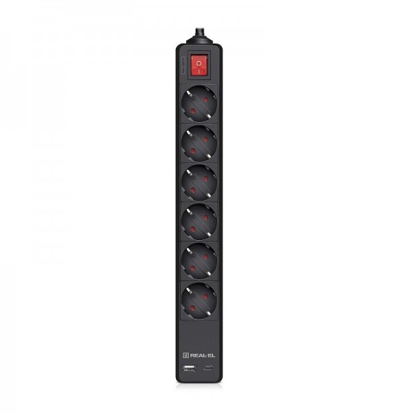 Фільтр живлення REAL-EL RS-Protect 605 3м Black (EL122300041)