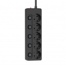 Фільтр живлення СolorWay (CW-PSEA55SBK) 5 розеток, 5м, Black