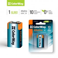 Батарейка ColorWay Alkaline Power Krona/6LR61 BL 1шт (CW-BA6LR61-1BL)