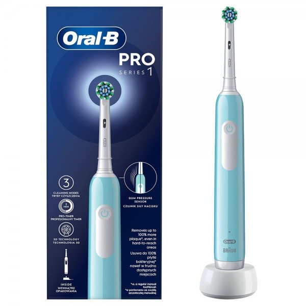 Зубна електрощітка Braun Oral-B Pro1 D305.513.3 CrossAction Caribbean Blue (D305.513.3 CrossAction Caribbean Blue)