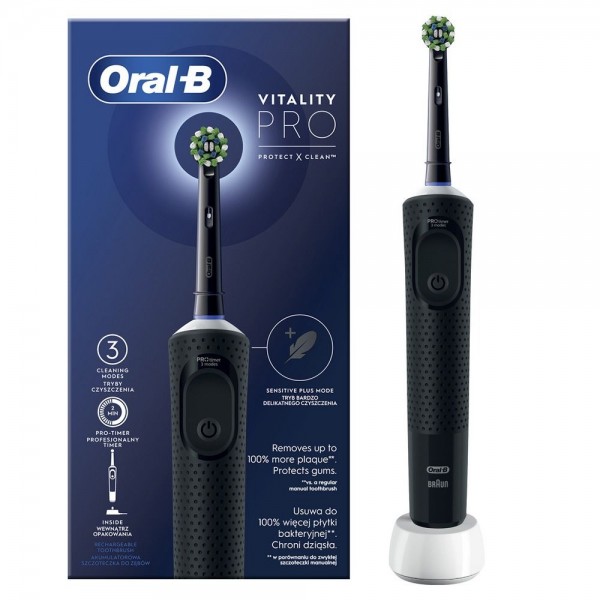 Зубна електрощітка Braun Oral-B Vitality D103.413.3 Pro Protect X Clean Cross Action Black (D103.413.3 PRO Protect X Clean Black)