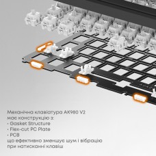Клавіатура бездротова Ajazz AK980 V2 Gift Switch V2 Black (AK980-V2-G-BGY)