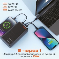 Універсальна мобільна батарея Techno PDC130 38000mAh PD 130W QC 3.0 Black (PDC130)