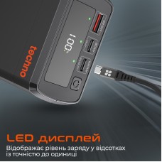 Універсальна мобільна батарея Techno PDC130 38000mAh PD 130W QC 3.0 Black (PDC130)