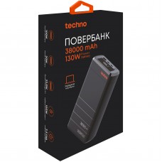 Універсальна мобільна батарея Techno PDC130 38000mAh PD 130W QC 3.0 Black (PDC130)