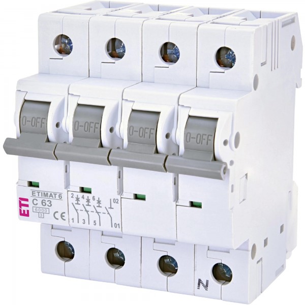 Автоматичний вимикач ETI ETIMAT 6 3p+N C 63 А (6 kA) (2146522)