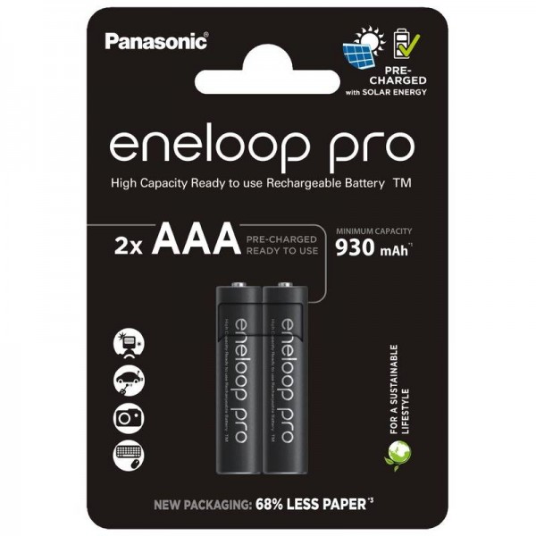 Акумулятори Panasonic Eneloop Pro AAA/HR03 NI-MH 930 mAh BL 2 шт (BK-4HCDE/2CP)