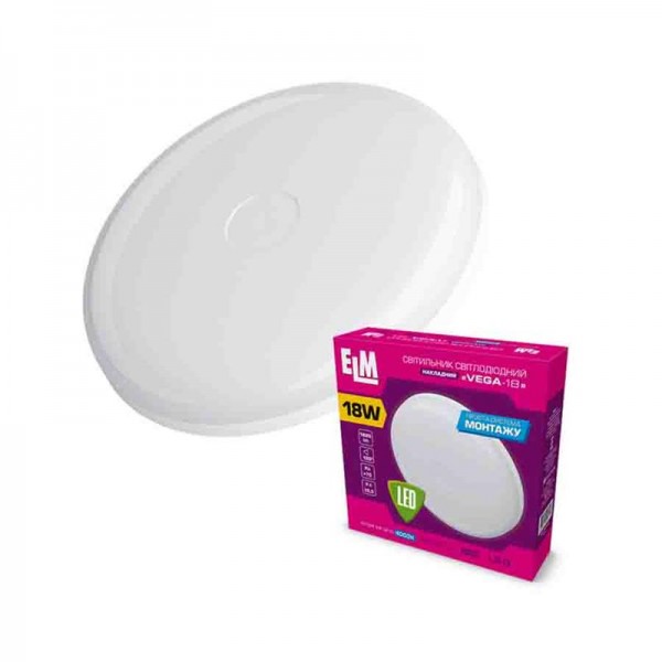 Світильник настінно-стельовий накладний LED круглий ELM 18W 4000К Vega IP40 26-0081 (26-0081)