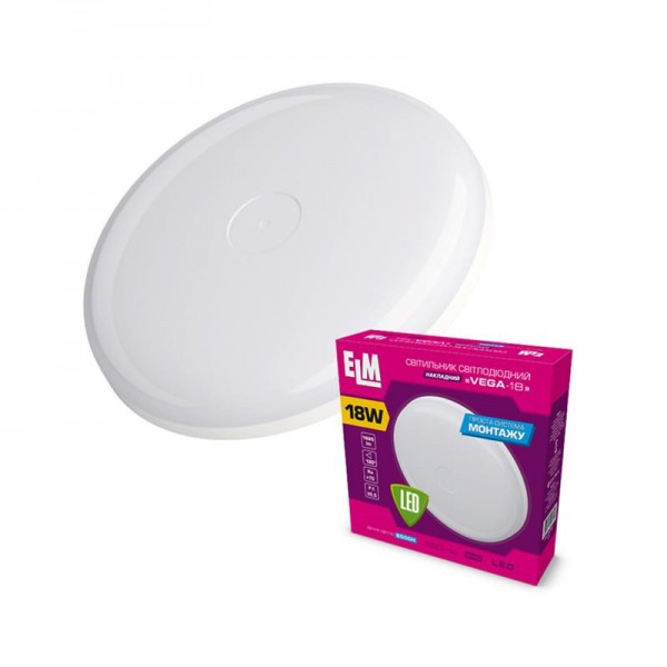 Світильник настінно-стельовий накладний LED круглий ELM 18W 6500К Vega IP40 26-0051 (26-0051)