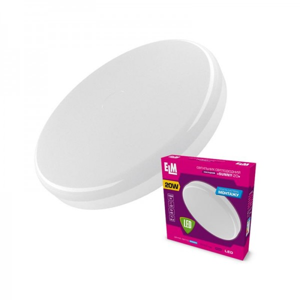 Світильник настінно-стельовий накладний LED круглий ELM 20W 6500К SUNNY IP40 26-0076 (26-0076)