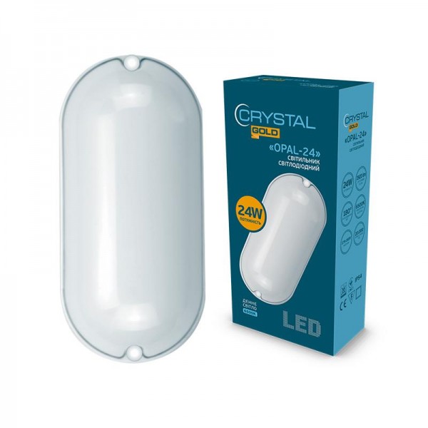 Світильник настінно-стельовий світлодіодний CRYSTAL GOLD 24W IP 54 OPAL DNL-032 (DNL-032)