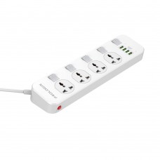 Фільтр живлення ProLogix Premium (PR-SC4408W) 2.5 кВт, 4 розетки, 4 USB, 2 м, з вимикачами, білий