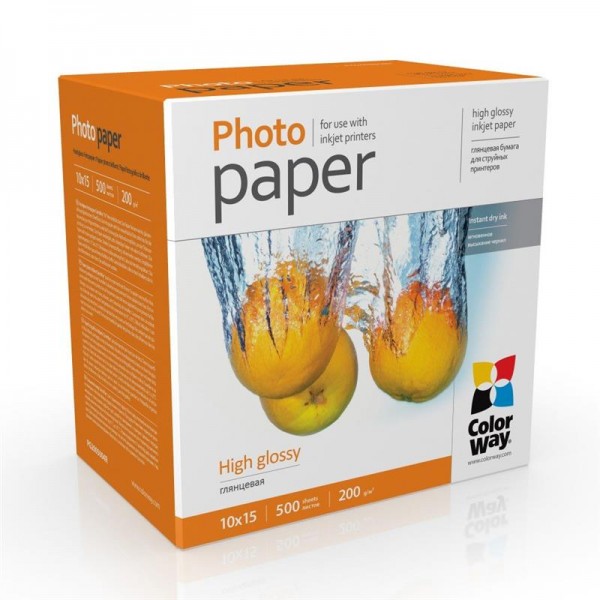 Фотопапір ColorWay глянцевий 200г/м2 10x15см 500 арк. (PG2005004R)