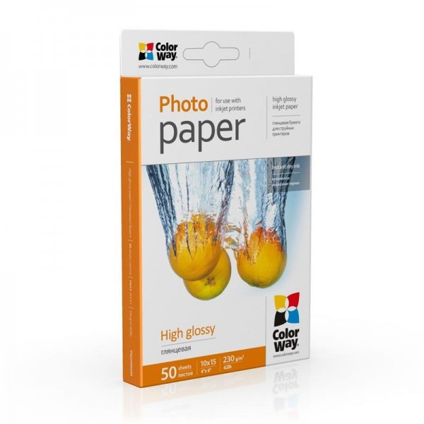 Фотопапір ColorWay глянцевий 230г/м2 10х15см 50 арк. (PG2300504R)