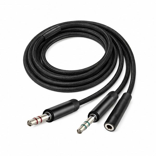 Адаптер ColorWay 3.5 мм - 2х3.5 мм (F/M), 1 м, Black (CW-AD-J2MJ)