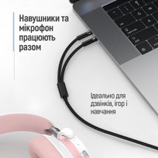Адаптер ColorWay 3.5 мм - 2х3.5 мм (F/M), 1 м, Black (CW-AD-J2MJ)