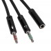 Адаптер ColorWay 3.5 мм - 2х3.5 мм (F/M), 1 м, Black (CW-AD-J2MJ)