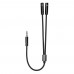 Адаптер ColorWay 3.5 мм - 2х3.5 мм (M/F), 0.28 м, Black (CW-AD-J2FJ)