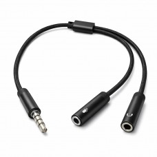Адаптер ColorWay 3.5 мм - 2х3.5 мм (M/F), 0.28 м, Black (CW-AD-J2FJ)