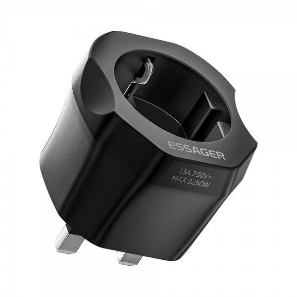 Адаптер Essager EU - UK (F/M) Black (ECTZH-YCC01-Z)