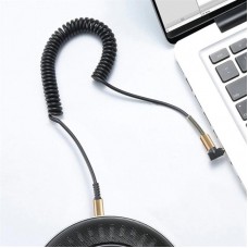 Аудіо-кабель SkyDolphin SR08 Spring Wire 3.5 мм - 3.5 мм (M/M), 1 м, Black (SDAUX-000062)