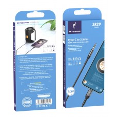 Аудіо-кабель SkyDolphin SR29 3.5 мм - USB Type-C (M/M), 1 м, Black (SDAUX-000076)