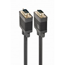 Кабель Cablexpert VGA - VGA (M/M), HD15, з 2-ма фер. кільцями, чорний, 5 м (CC-PPVGA-5M-B) пакет