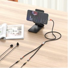 Кабель XO AUX 2х3.5 мм - USB Type-C (F/M), 1 м, Black (NB-R269B.black)