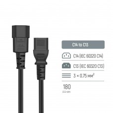 Кабель живлення ColorWay C13-C14, 1.8 м, Black (CW-CBP087-BK) Кабель живлення ColorWay C13-C14, 1.8 м, Black (CW-CBP087-BK)