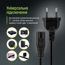 Кабель живлення ColorWay CEE7/16-C7, 2 м, Black (CW-CBP085-BK) Кабель живлення ColorWay CEE7/16-C7, 2 м, Black (CW-CBP085-BK)