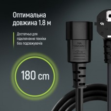 Кабель живлення ColorWay CEE7/7-C13, 1.8 м, Black (CW-CBP082-BK) Кабель живлення ColorWay CEE7/7-C13, 1.8 м, Black (CW-CBP082-BK)