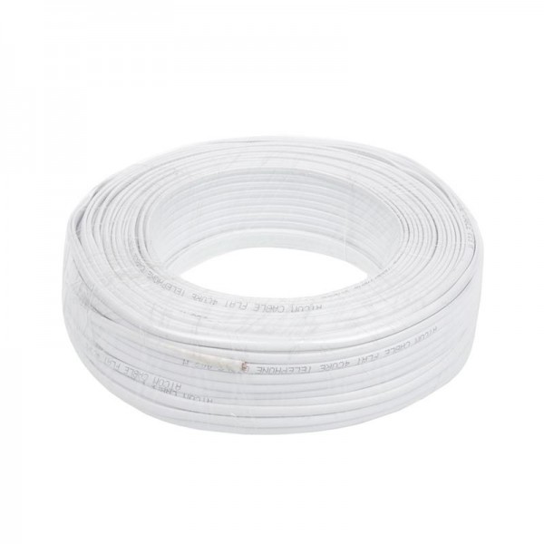 Кабель телефонний Atcom 100 м. CCS, 26AWG, 4 жили, білий (10121)