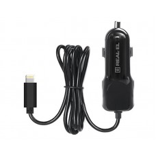 Автомобільний зарядний пристрій REAL-EL CA-17 (2USB, 2.1A) Black + кабель Lightning (EL123160010)