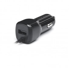 Автомобільний зарядний пристрій REAL-EL CA-17 (2USB, 2.1A) Black + кабель Lightning (EL123160010)