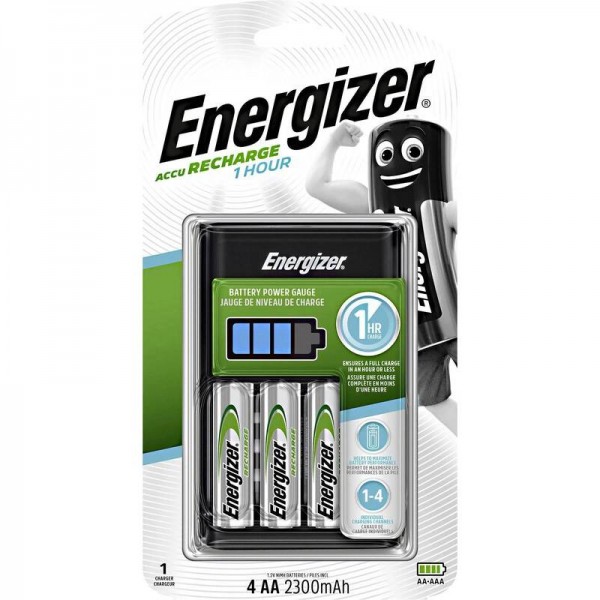 Зарядний пристрій Energizer Accu Recharge 1 HOUR AA/AAA Ni-Mh/Ni-Cd AA/HR06 2300mA BL 4шт (7638900421248)