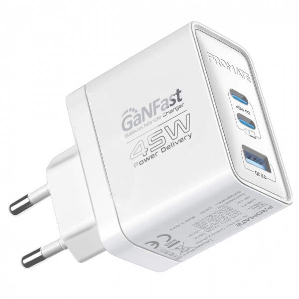 Зарядний пристрій Promate PowerPort 45W White (powerport-45.white)